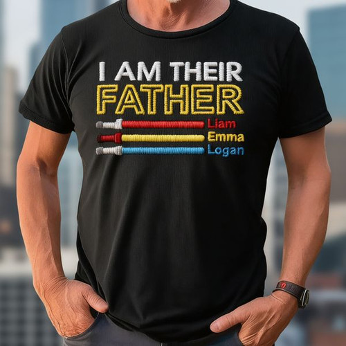 Custom Galaxy Father Embroidered Comfort Colors T-shirt - Father's Day Fun