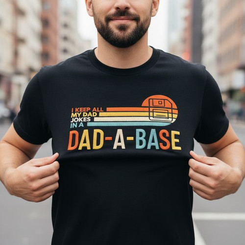 Dad-A-Base Pun Legend Embroidered Comfort Colors T-shirt - Father's Day Fun
