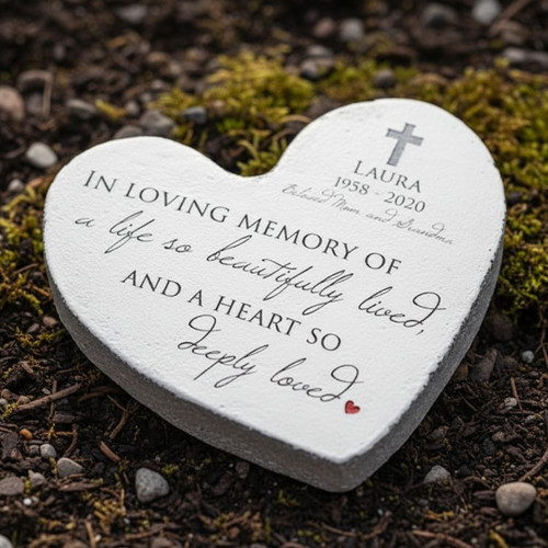 Deeply Loved Tribute Custom Heart Memorial Garden Stone - Easessy