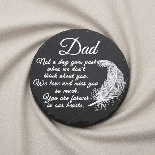 Eternal Feather Tribute Dad Memorial Garden Stone with Bracket - Easessy