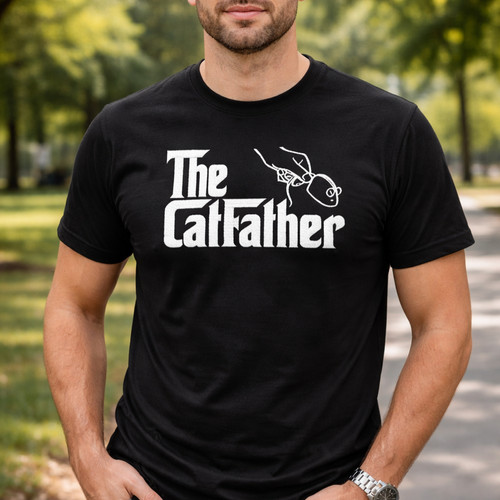 Funny Catfather Embroidered Comfort Colors T-shirt Gift - Father's Day Fun