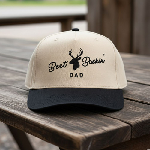 Hunting Pro Embroidered Mid Profile Baseball Cap - Best Buckin' Dad - Father's Day Fun