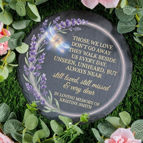 Lavender Dragonfly Tribute Unique Memorial Garden Stone - Easessy