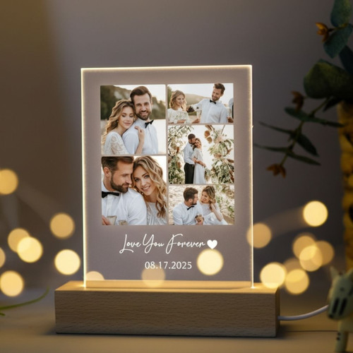 A Elegant Collage of Love Custom Memorial Light Night Photo Gift - Easessy