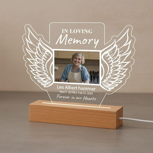 Always Remembered Personalized Memorial Light Night Photo Frame - Easessy