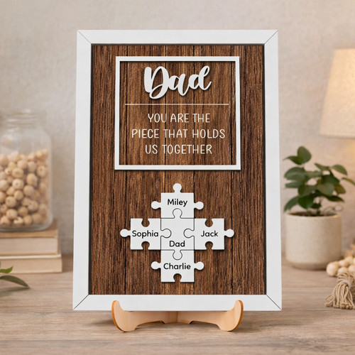 Best Dad Ever Puzzle Wood Sign - Engraved Father's Day Gift Piece - Father's Day Fun