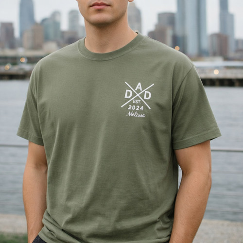 Custom Papa Keepsake Embroidered Comfort Colors T-shirt - Father's Day Fun