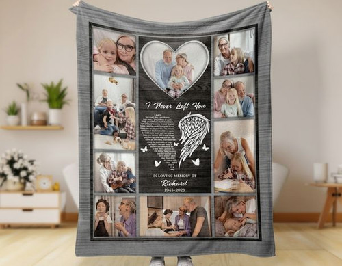 I Never Left You Angel Wings Mother Photo Fleece Blanket - Easessy