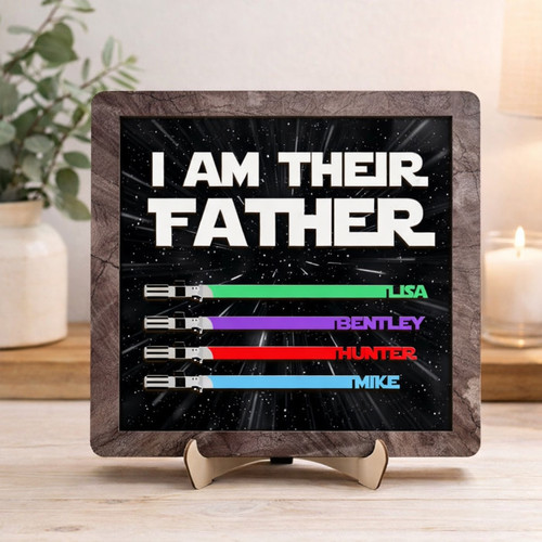 Jedi Dad I Am Their Father Custom Lightsaber Wood Sign Gift - Father's Day Fun