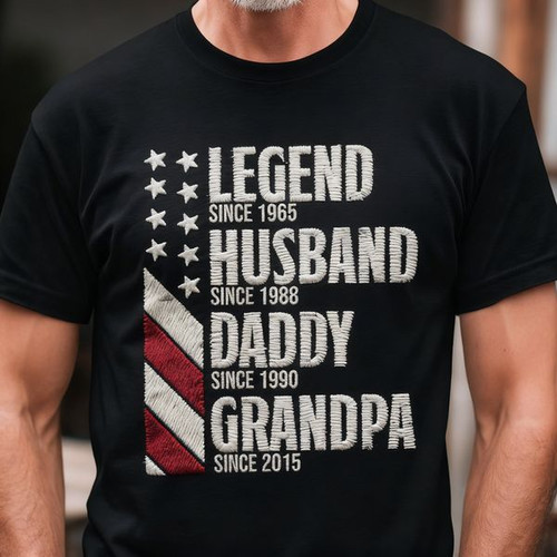 Legendary Family Hero Embroidered Comfort Colors T-shirt - Father's Day Fun