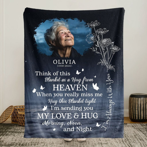 Memorial Hug from Heaven Custom Photo Fleece Blanket - Easessy
