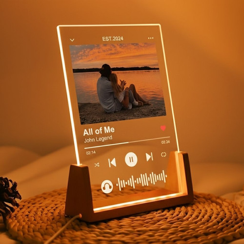 Personalized Song and Photo Memorial Light Night Music Plaque Gift - Easessy