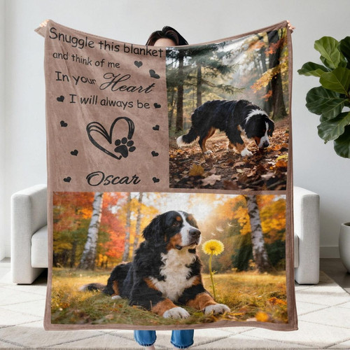 Pet Loss Memory Gift Custom Photo Pet Memorial Fleece Blanket - Easessy