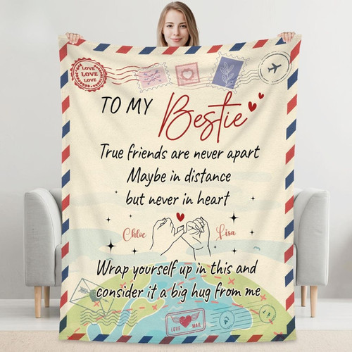 Soul Sisters Personalized Letter Keepsake Fleece Blanket - Easessy