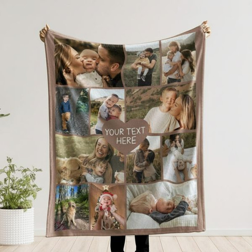 Treasured Memories Custom Photo Collage Fleece Blanket - Easessy