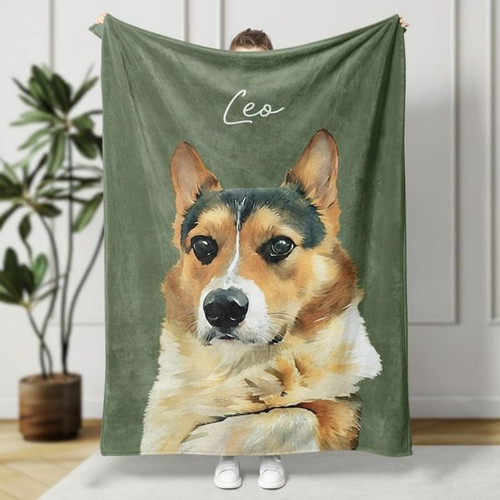 Treasured Pet Memories Custom Photo Portrait Fleece Blanket - Easessy