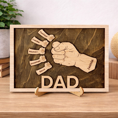 Fist Bump Father's Day Wood Sign - Unique Lasercut Gift for Dad - Father's Day Fun