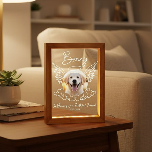 Forever by Your Side Dog Remembrance Photo Frame Lamp - Easessy