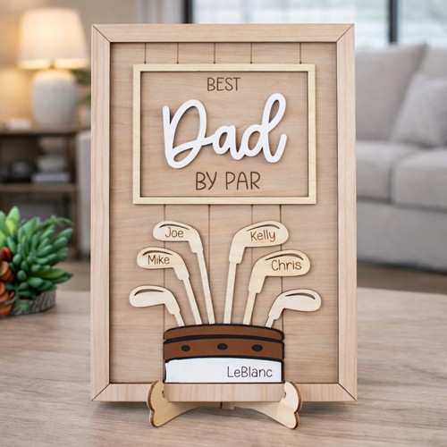 Golf Lover's Wood Sign - Custom Best Dad by Par Grandpa Gift - Father's Day Fun
