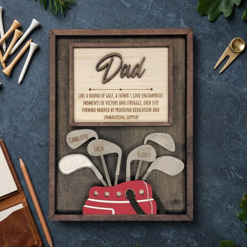 Names for the Pro - Custom Golf Wood Sign for a Special Dad - Father's Day Fun