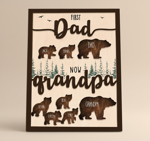 New Grandpa Papa Bear Wood Sign - Custom First Father's Day Gift - Father's Day Fun