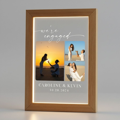 Celebrate Your Yes Custom Engagement Photo Frame Lamp - Easessy
