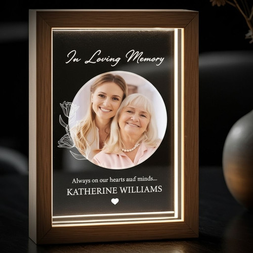 Glowing Tribute Personalized Sympathy Photo Frame Lamp - Easessy