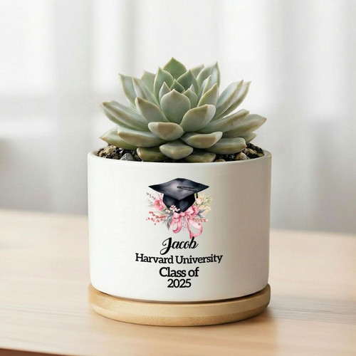 2026 University Grad Tribute Custom Ceramic Plant Pot - Best Gift Smart