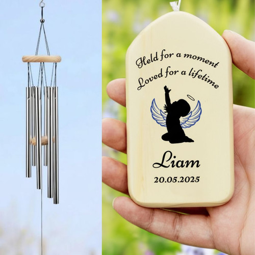 Angel Wings Whispering Personalized Baby Memorial Wind Chime - Easessy