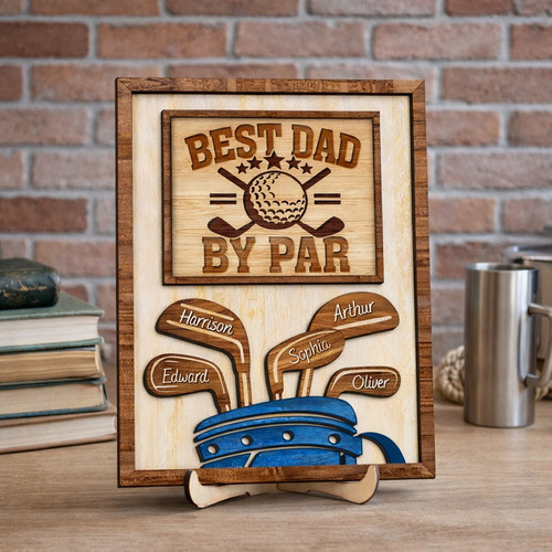Best Dad By Par - Personalized Golf Wood Sign Father's Day Gift - Father's Day Fun