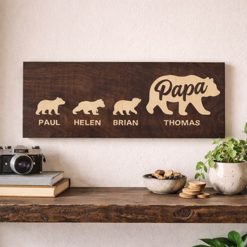 Custom Papa Bear Wood Sign - A Special Gift from His Kids - Father's Day Fun