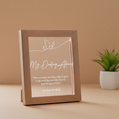 Eternal Glow Her Light Remains Photo Frame Lamp Sympathy Gift - Easessy