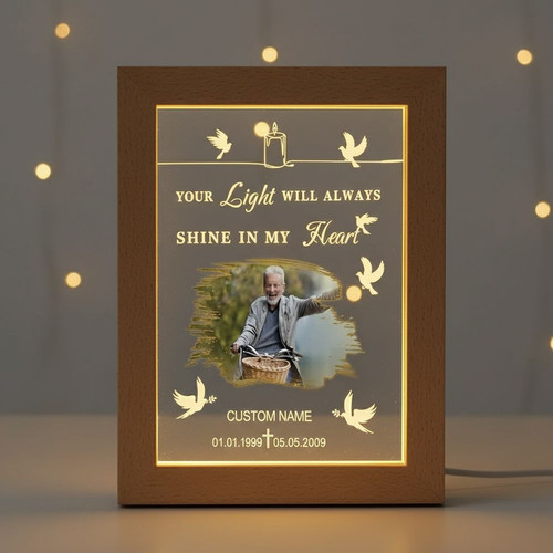 Forever Shine Photo Frame Lamp Heartfelt Memorial Tribute - Easessy