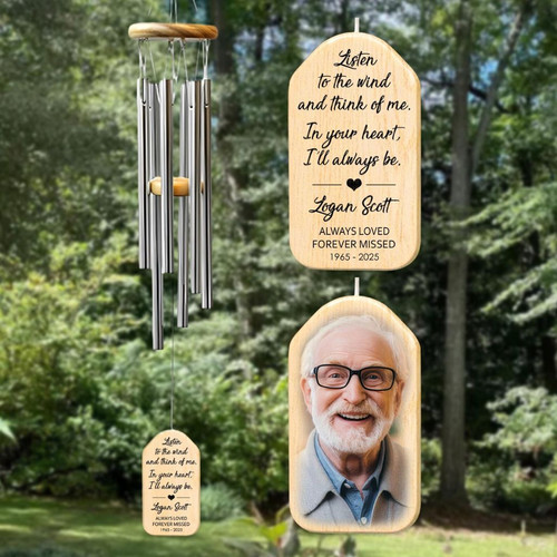 Listen to the Wind Dads Custom Photo Memorial Wind Chime - Easessy