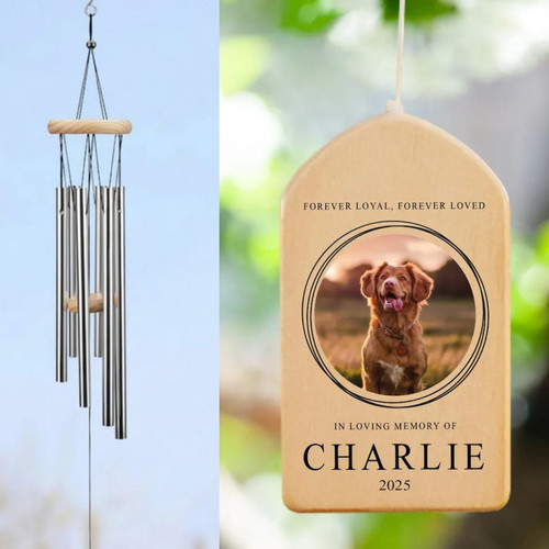 Loyal Paws Remembered Custom Photo Dog Memorial Wind Chime - Easessy