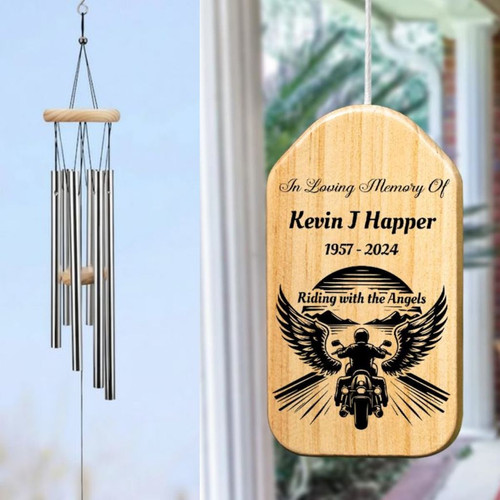 Ride in Paradise Personalized Motorcycle Memorial Wind Chime - Easessy
