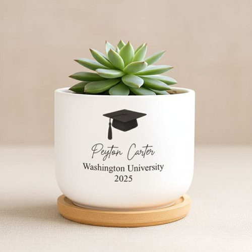 Rooted in Success Personalized Graduation Ceramic Plant Pot - Best Gift Smart
