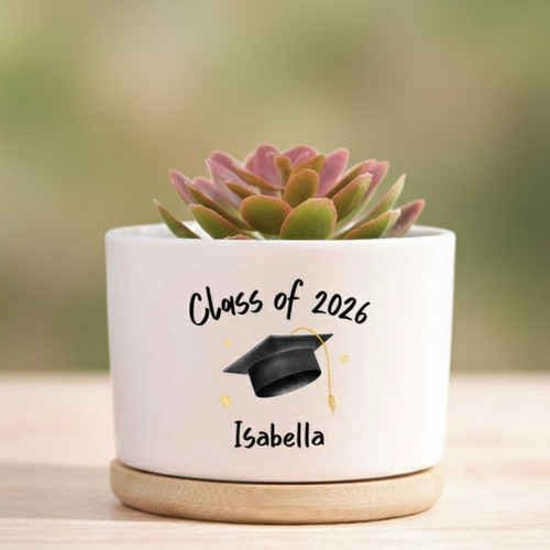 A 2026 Graduation Ceramic Plant Pot Tailored Just for Her - Best Gift Smart