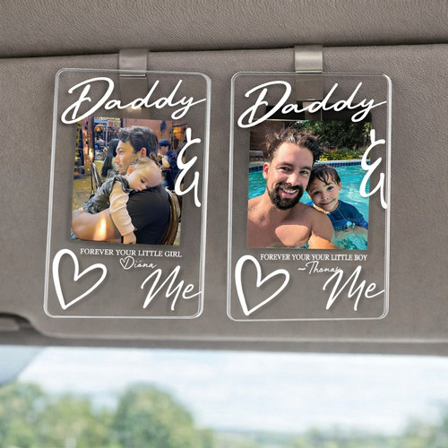 Daddy's Co-Pilot - Custom Photo Car Visor Clip Drive Safe Gift - Father's Day Fun