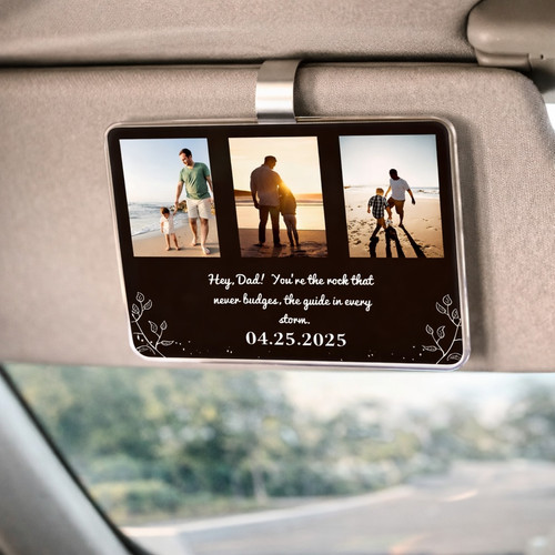 Drive Safe Grandpa - Acrylic Photo Car Visor Clip Gift from Kids - Father's Day Fun