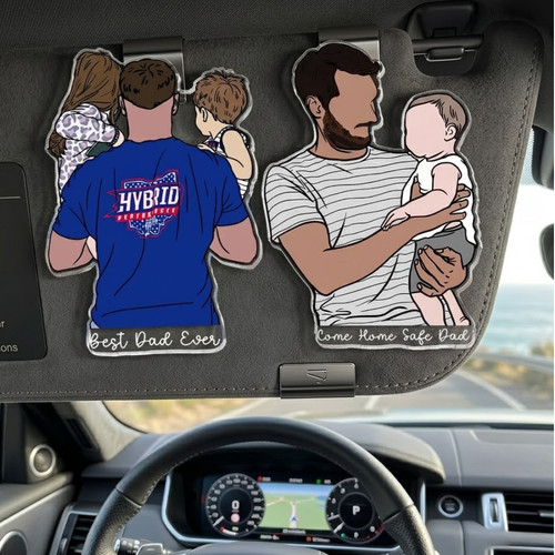 Faceless Portrait Car Visor Clip - Artistic New Dad & Husband Gift - Father's Day Fun