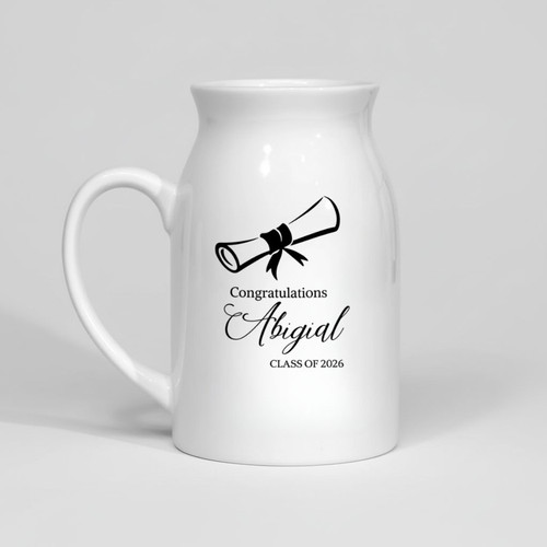 Grad 2026 Milestone Custom Name Ceramic Flower Vase Gift - Best Gift Smart