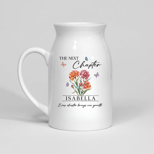 Her Next Chapter Blooms Custom Birth Month Ceramic Flower Vase - Best Gift Smart