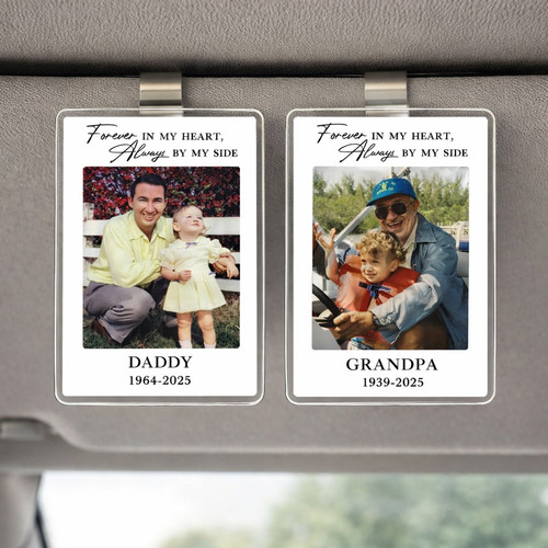 In Loving Memory - Custom Photo Car Visor Clip for Dad - Father's Day Fun