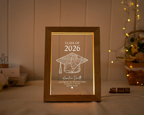 Relive Your Alma Mater Personalized Campus Map Photo Frame Lamp - Best Gift Smart