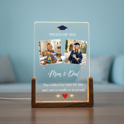 2026 Grad Photo LED Night Light Memories Then and Now Plaque - Best Gift Smart