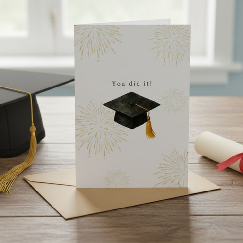 2026 Watercolor Cap Digital Graduation Greeting Card - Best Gift Smart