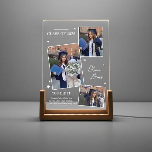 Capture Your Grad Success Custom Photo LED Night Light Frame - Best Gift Smart