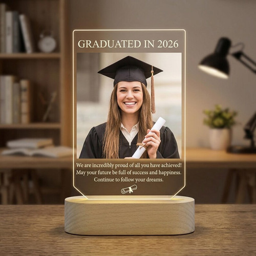 Celebrate 2026 Grads Custom Photo Acrylic LED Night Light - Best Gift Smart