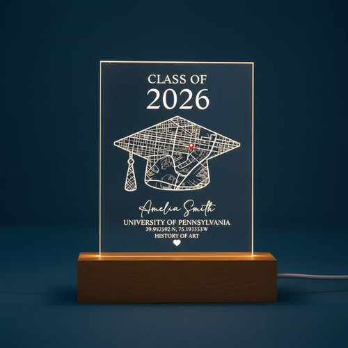 Celebrate Her 2026 Grad with a Custom Campus Map LED Night Light - Best Gift Smart